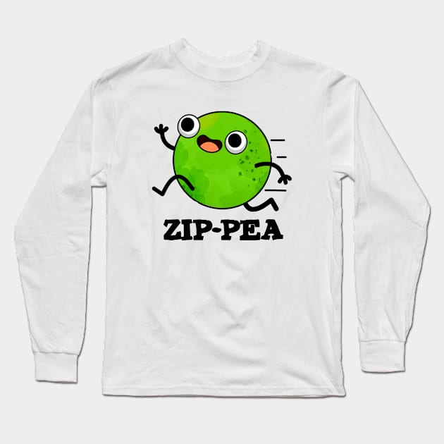 Zip-pea Cute Zippy Pea Pun Long Sleeve T-Shirt by punnybone